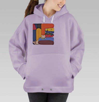 Объятия ярких лиц эмоции теплоты взаимопомощи, Hoodie Oversize Fiolet