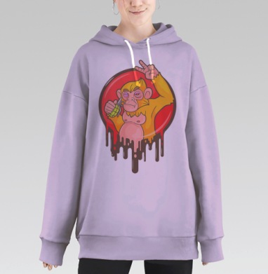 Обезьяна с гранатой, Hoodie Long Oversize Fiolet