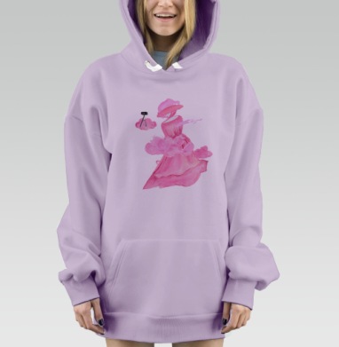 Облачная девушка в розовом платье с фотоаппаратом образ, Hoodie Mjhigh Dig Mel, Fiolet, утепленная