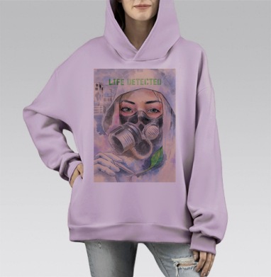 Обнаружена жизнь, Hoodie Mono Fiolet, оверсайз, утепленная