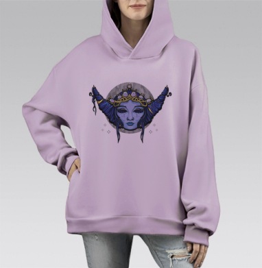 Образ Луны, Hoodie Mono Fiolet, оверсайз, утепленная