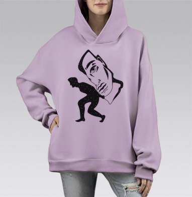 Одаренный, Hoodie Mono Fiolet, оверсайз, утепленная
