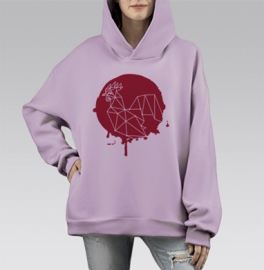 Огненный петух, Hoodie Mono Fiolet, оверсайз, утепленная