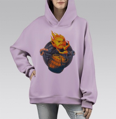 Огонек на фитильке, Hoodie Mono Fiolet, оверсайз, утепленная