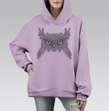 OLD OWL / СТАРАЯ СОВА, Hoodie Mono Fiolet, оверсайз, утепленная