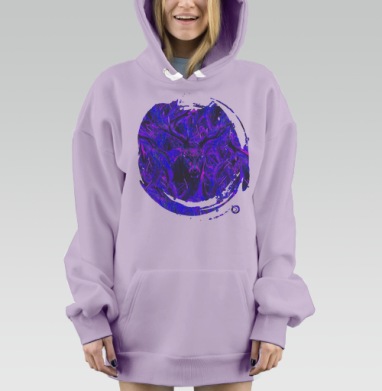 Олень в лесу с неоновыми синими фиолетовыми ветвями лесу, Hoodie Mjhigh Dig Mel, Fiolet, утепленная
