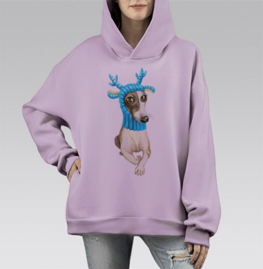 Олешек, Hoodie Mono Fiolet, оверсайз, утепленная