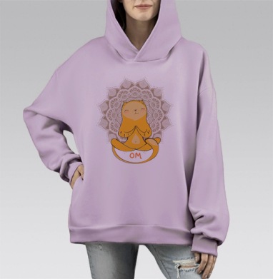 Ом.., Hoodie Mono Fiolet, оверсайз, утепленная