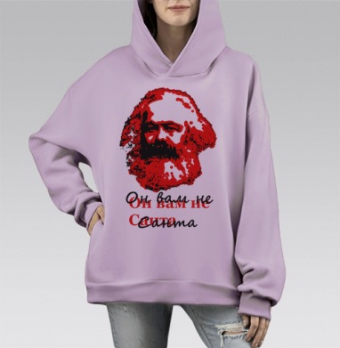 Он вам не Санта, Hoodie Mono Fiolet, оверсайз, утепленная