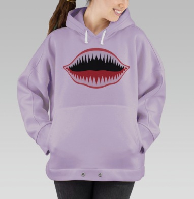 Опасный Красный Рот Острыми Зубами, Hoodie Oversize Fiolet
