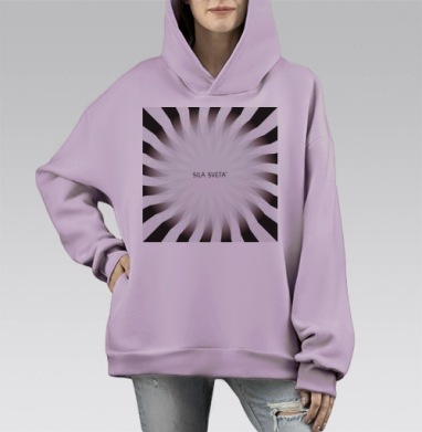 Оптическая иллюзия для футболки, Hoodie Mono Fiolet, оверсайз, утепленная