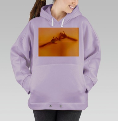 Оранжевое взаимодействие рук через барьер, Hoodie Oversize Fiolet