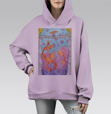 Оранжевые киты, Hoodie Mono Fiolet, оверсайз, утепленная