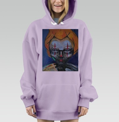 Оранжевый клоун с красными штрихами на лице рыжий клоун, Hoodie Mjhigh Dig Mel, Fiolet, утепленная