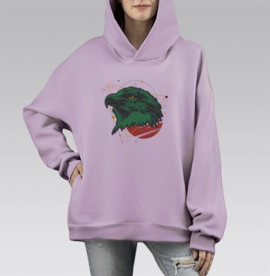 Орёл на фоне солнца, Hoodie Mono Fiolet, оверсайз, утепленная