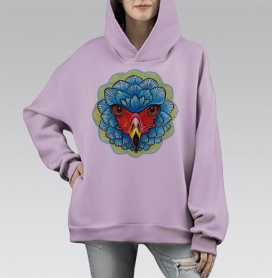 Орёл скоморох, Hoodie Mono Fiolet, оверсайз, утепленная