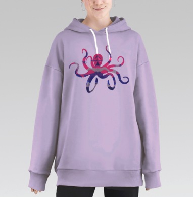 Осьминог, Hoodie Long Oversize Fiolet