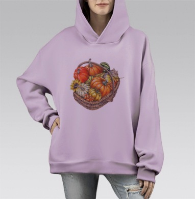 Осенние тыквы, Hoodie Mono Fiolet, оверсайз, утепленная