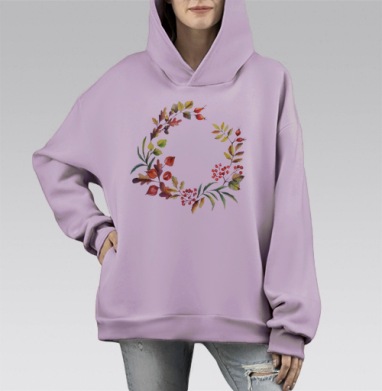 Осенний родной, Hoodie Mono Fiolet, оверсайз, утепленная