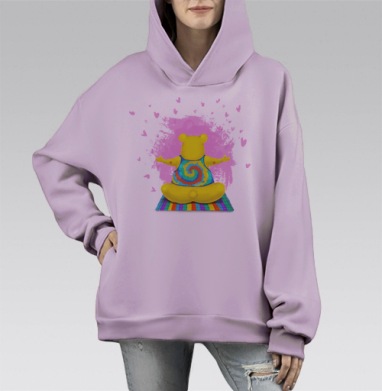 Осознанный медведь, Hoodie Mono Fiolet, оверсайз, утепленная