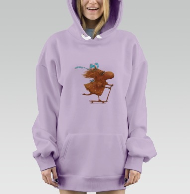 Озорная девочка на самокате с крылышками быстрая и веселая, Hoodie Mjhigh Dig Mel, Fiolet, утепленная