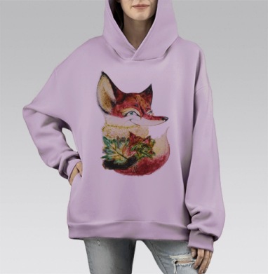 Озорная лисичка Лана, Hoodie Mono Fiolet, оверсайз, утепленная