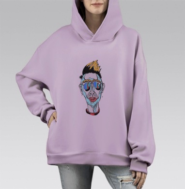 Парень, Hoodie Mono Fiolet, оверсайз, утепленная