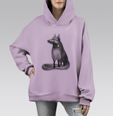 Пёс талисман, Hoodie Mono Fiolet, оверсайз, утепленная