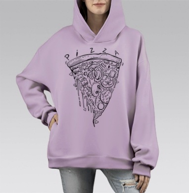 Пицца, Hoodie Mono Fiolet, оверсайз, утепленная