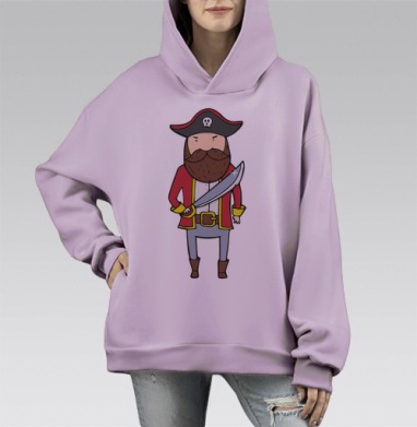 Пират с саблей, Hoodie Mono Fiolet, оверсайз, утепленная