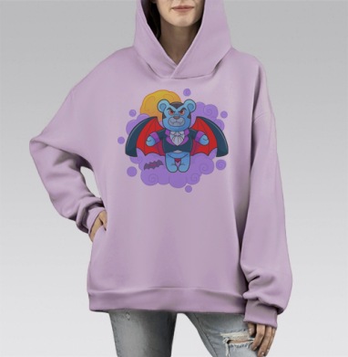 Плюшевый Вампир, Hoodie Mono Fiolet, оверсайз, утепленная