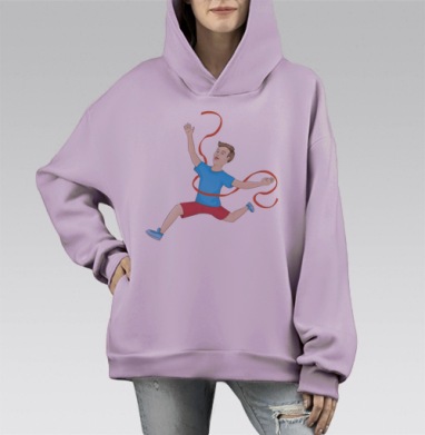 Победитель в марафоне, Hoodie Mono Fiolet, оверсайз, утепленная