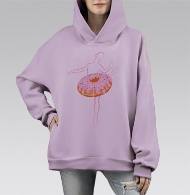 Пончик, Hoodie Mono Fiolet, оверсайз, утепленная