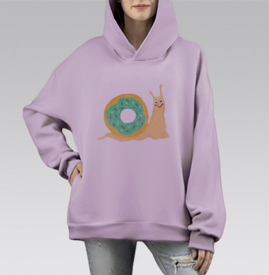 Пончиковая улитка, Hoodie Mono Fiolet, оверсайз, утепленная