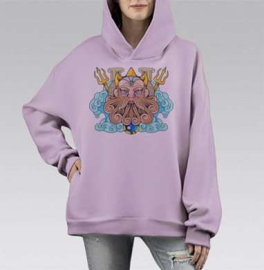 Посейдон, Hoodie Mono Fiolet, оверсайз, утепленная