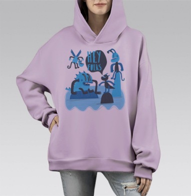 Привет, люди, Hoodie Mono Fiolet, оверсайз, утепленная