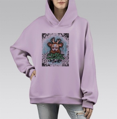 Привет,зима., Hoodie Mono Fiolet, оверсайз, утепленная