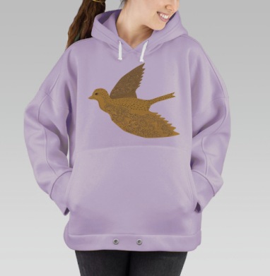 Птица Счастья Русский Орнамент В Иллюстрации, Hoodie Oversize Fiolet