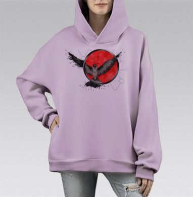 Птичка невеличка, Hoodie Mono Fiolet, оверсайз, утепленная