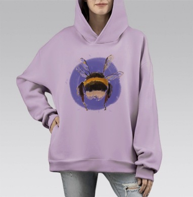 Пушистая попа, Hoodie Mono Fiolet, оверсайз, утепленная