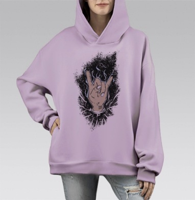 Распальцовка, Hoodie Mono Fiolet, оверсайз, утепленная