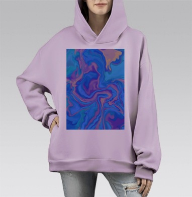 Расплывчатый абстракт, Hoodie Mono Fiolet, оверсайз, утепленная