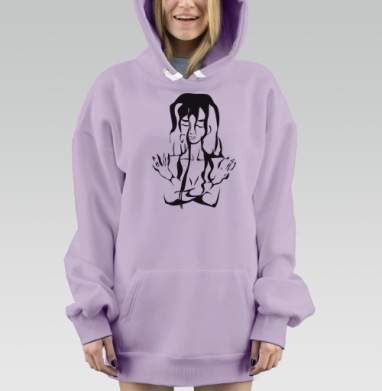 Растекающаяся ранимая девушка на сером фоне, Hoodie Mjhigh Dig Mel, Fiolet, утепленная