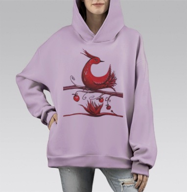 Райская птичка, Hoodie Mono Fiolet, оверсайз, утепленная