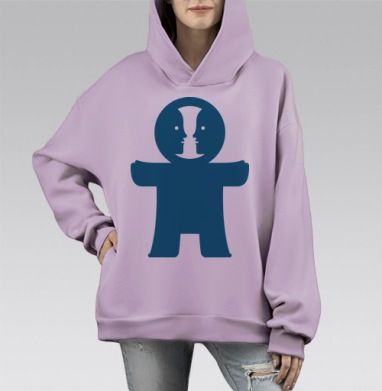 Разговор. Из серии Гомункулы, Hoodie Mono Fiolet, оверсайз, утепленная
