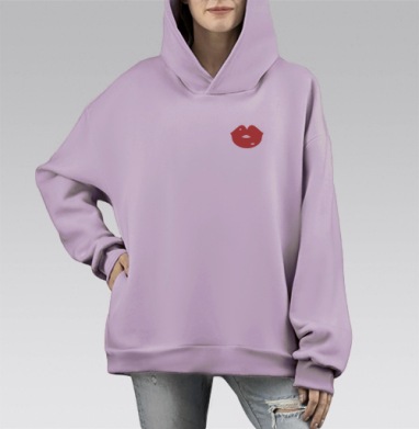 Редлипс рулят, Hoodie Mono Fiolet, оверсайз, утепленная