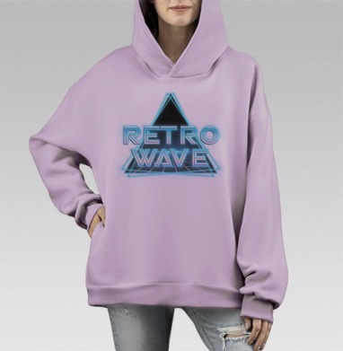 Ретрофутуризм ретровейва, Hoodie Mono Fiolet, оверсайз, утепленная