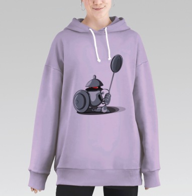Робот-чайник с ложкой – забавный воин кухни, Hoodie Long Oversize Fiolet