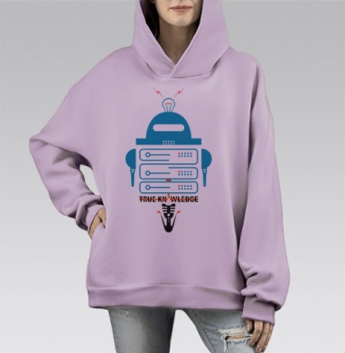 Робот сервер с настоящими знаниями для айтишников, Hoodie Mono Fiolet, оверсайз, утепленная