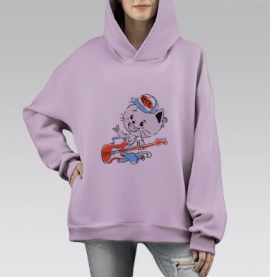 Рок-н-ролл, Hoodie Mono Fiolet, оверсайз, утепленная